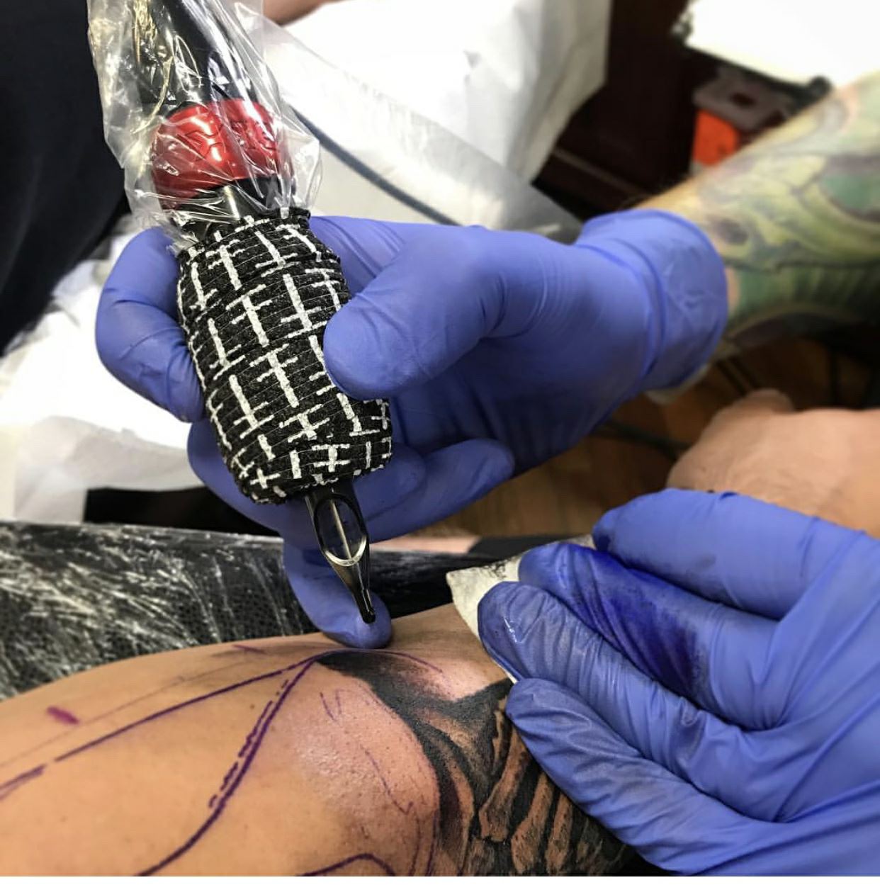 Tattoo pistool grip pen wrap lijmbandage tape